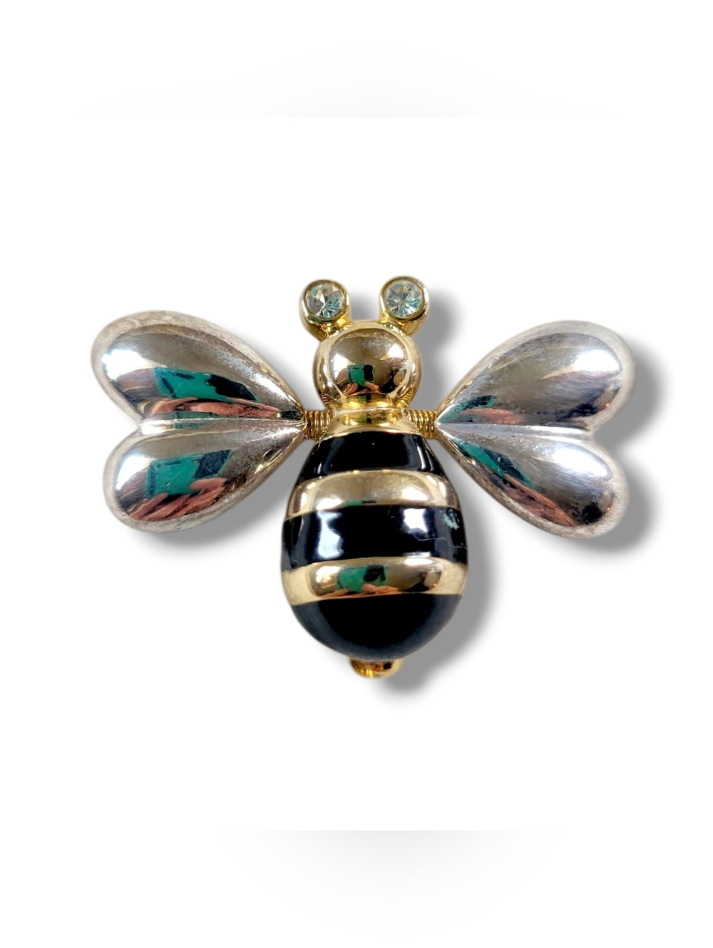 Cute VTG Shiny Gold/Black Movable Bumblebee Brooch Pin - Picture 4 of 9